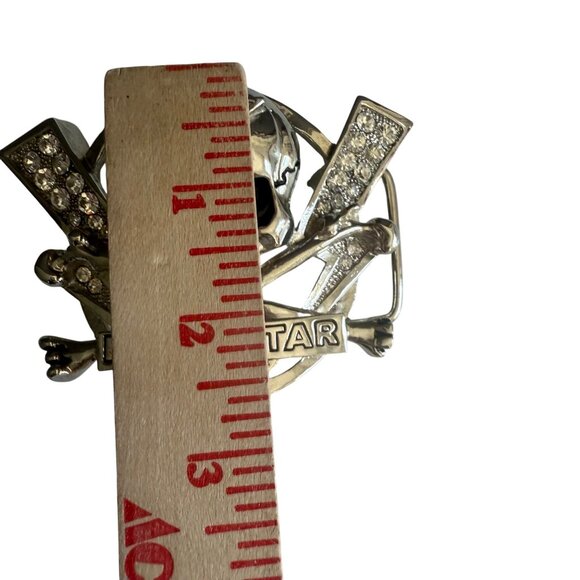 Rock Star Skull & Crossbones Belt Buckle With Rhinestones - Picture 4 of 4